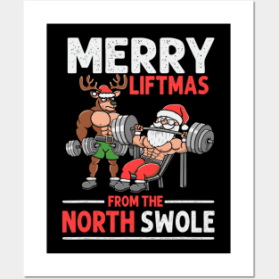 Merry Liftmas From North Swole Muscle Santa Weightlifting Posters and Art